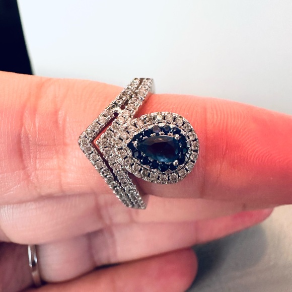 Cubic Zirconia Sapphire Sterling Silver Ring - Picture 2 of 14